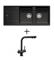 LIMITIERTE BLANCO-SETS ZIA 8 S + Fontas S II schwarz matt (SPÜLE + ARMATUR)