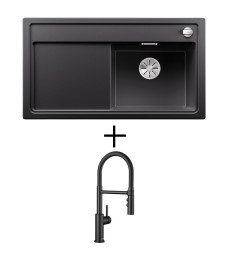 LIMITIERTE BLANCO-SETS Zenar 5 S + Catris- s flexo schwarz matt(SPÜLE + ARMATUR)
